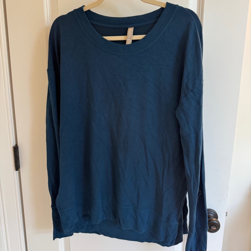 Athleta Women's Coaster Luxe Recover Sweatshirt - Teal - Small Tall